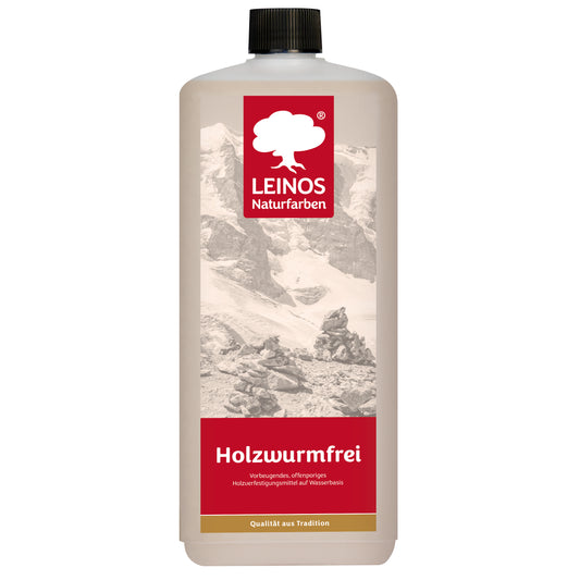 LEINOS Holzwurmfrei 130 |1 Liter | Holzschutz gegen Insekten- & Pilzbefall | Für Innen, überdachten Außenbereich & Feuchträume | Holzverfestiger mit physikalisch-mechanischer Wirkung