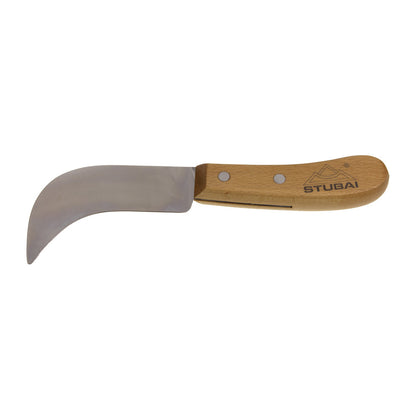 STUBAI Ledermesser 75 mm mit gebogener Hakenklinge aus gehärtetem Stahl, ergonomischem Holzgriff und extremer Schärfe für Leder, Teppich, Dachpappe, Gartenarbeiten und präzise Handwerksarbeiten robust