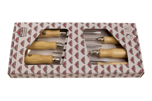 STUBAI 1580 Schraubendrehersatz 6-teilig, Kreuz- und Schlitz-Schraubendreher mit ergonomischem Hartholzgriff, versiegelter Oberfläche und Sechskant, Werkstatt Set für präzises Arbeiten im Handwerk Pro!