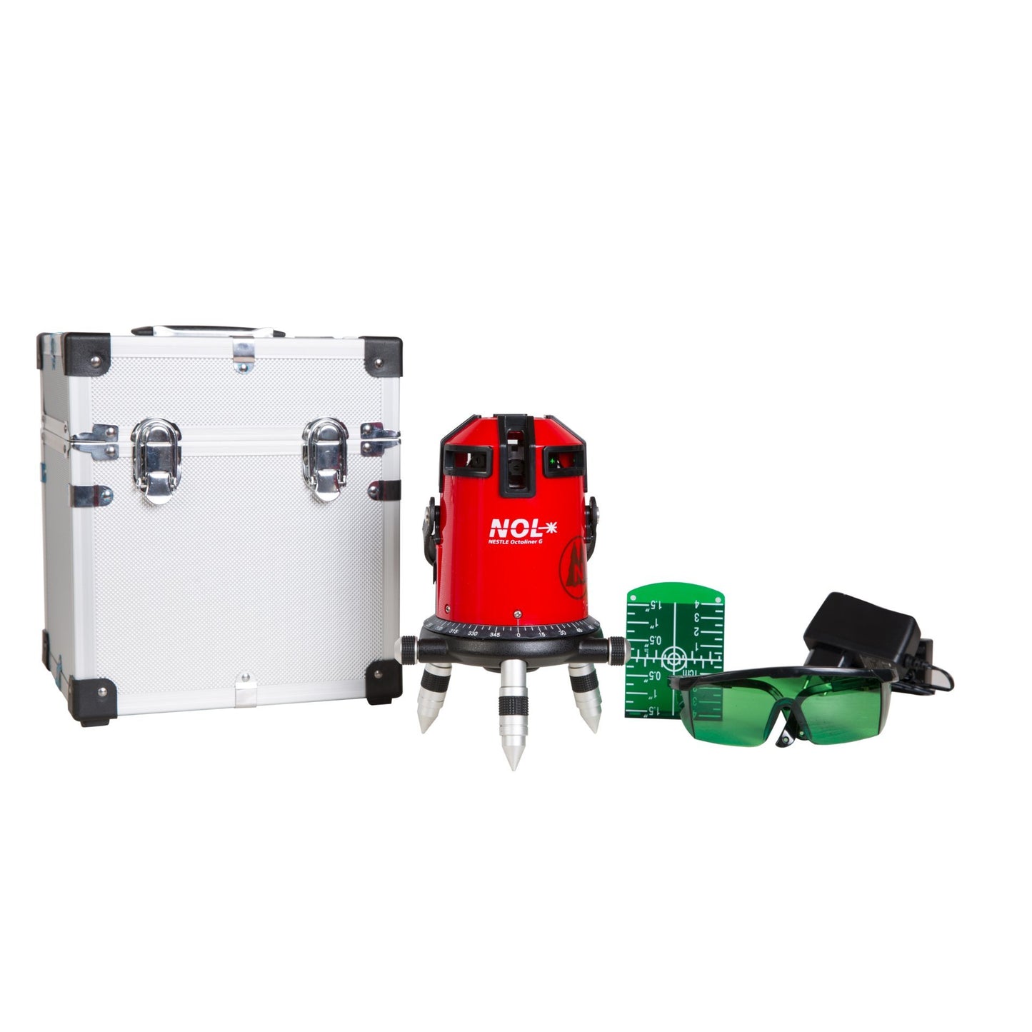 NESTLE Octoliner G Kreuzlinienlaser | grüner Laserstrahl, 360° Horizontallinie, 4 Vertikallinien & Lotpunkt | motorisierte Selbstnivellierung, IP54, ±1,5mm/10m | inkl. Akku & Koffer | von NESTLE