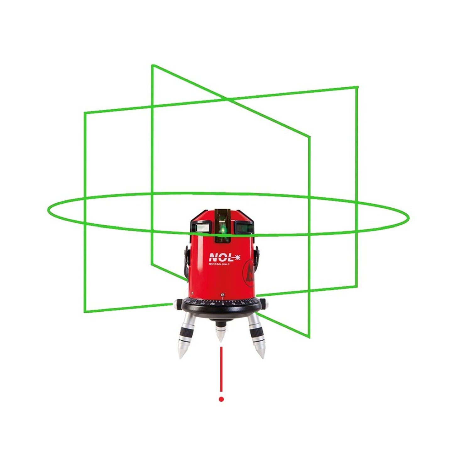 NESTLE Octoliner G Kreuzlinienlaser | grüner Laserstrahl, 360° Horizontallinie, 4 Vertikallinien & Lotpunkt | motorisierte Selbstnivellierung, IP54, ±1,5mm/10m | inkl. Akku & Koffer | von NESTLE