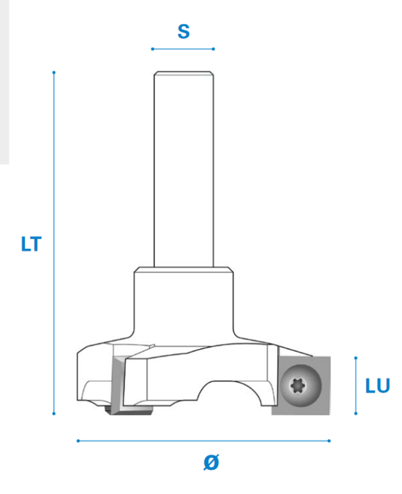 Planfräser mit Wendemesser Rechtslauf, aus Hartmetall, Schneide 3, Arbeitslänge 12 mm, Gesamtlänge 60 mm, Schaft 8 mm, Ø 28 mm Ersatzmesser 12x12x1,5mm
