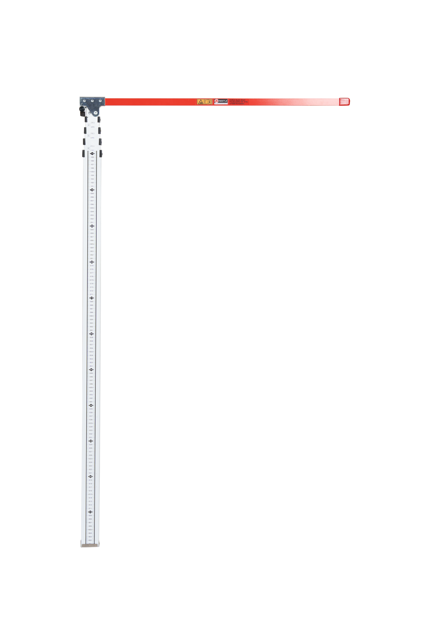 NESTLE TELEMESS TM-500 LKW-Höhenmesser 5 m – Teleskopmeter 125–500 cm mit ausklappbarem, arretierbarem 70 cm Haken (kunststoffbeschichtet), mm-Teilung oben→unten, Made in Germany