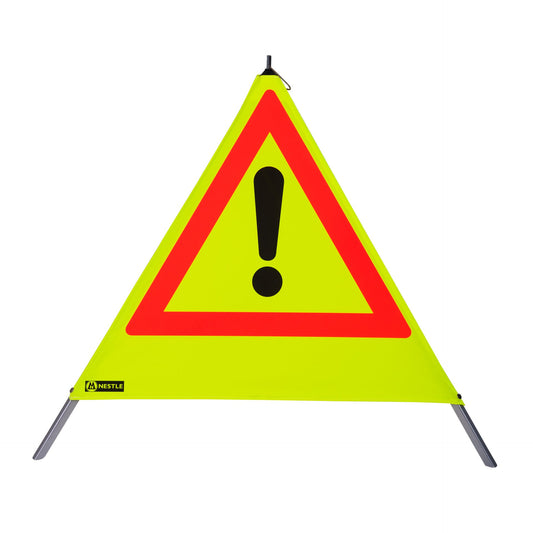 NESTLE Warnpyramide 90 cm, Achtung (VZ101), gelb retroreflektierend, mit Feder