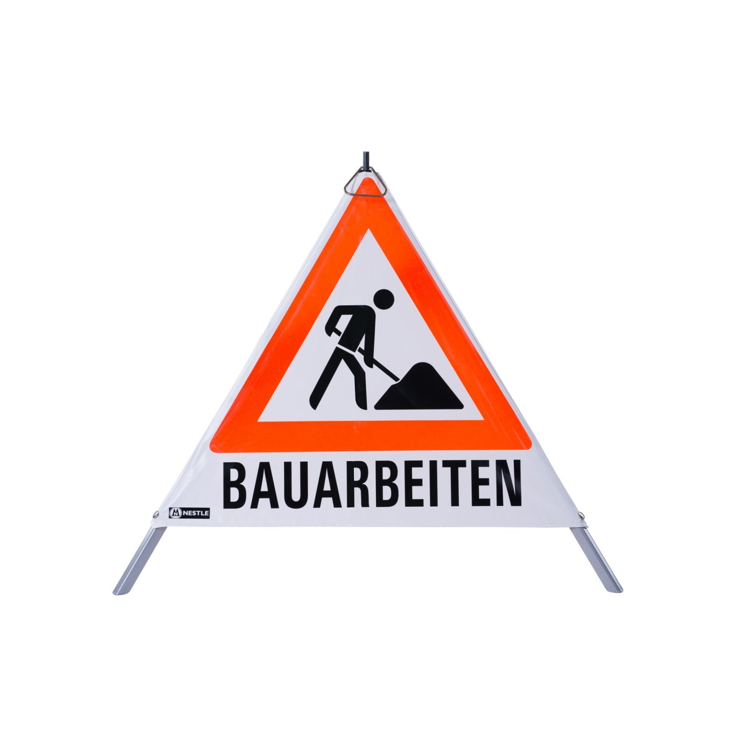 NESTLE Warnpyramide 70 cm, Schaufelmann (VZ123), weiß,  mit Feder