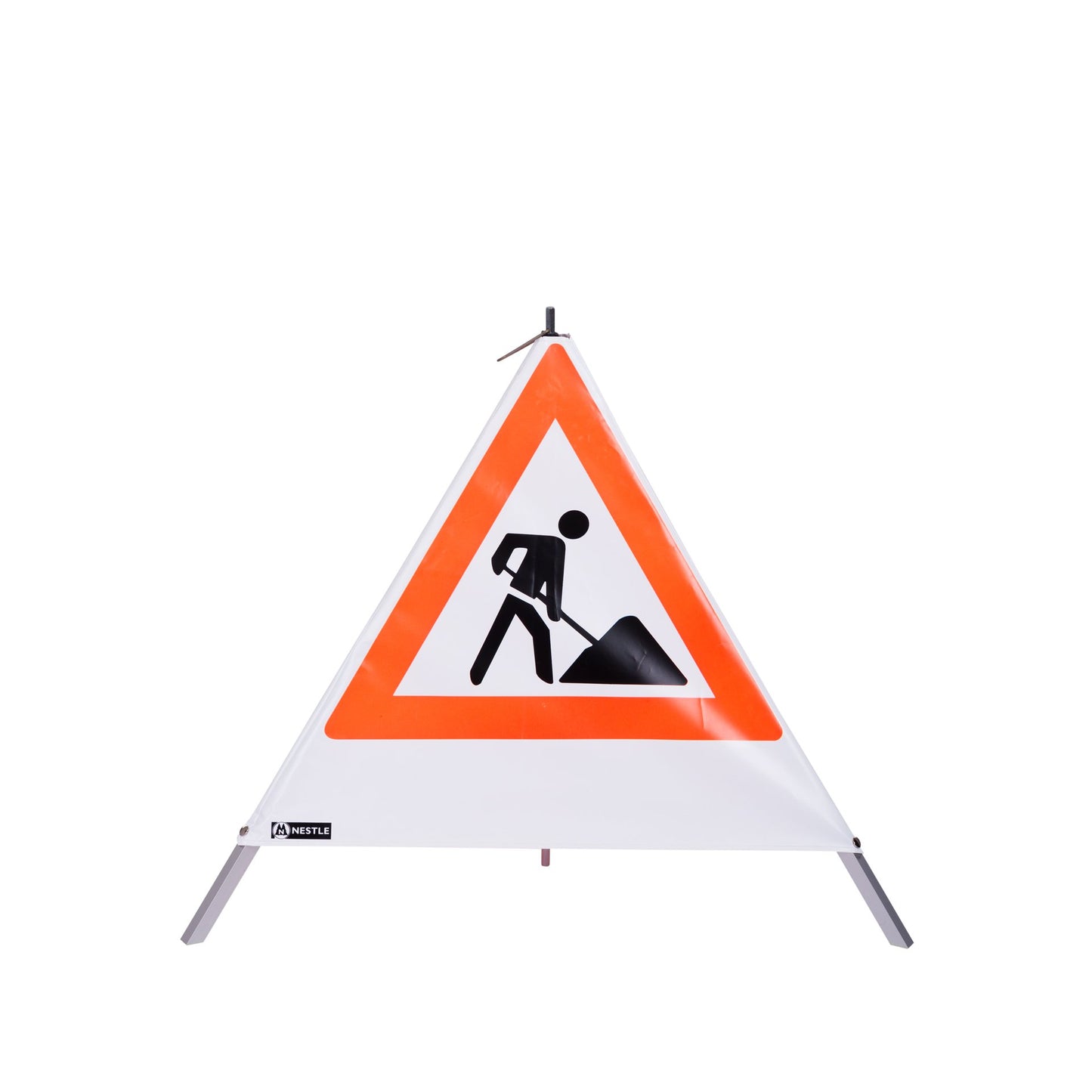 NESTLE Warnpyramide 70 cm,  Schaufelmann (VZ123), weiß, mit Mittelfuß