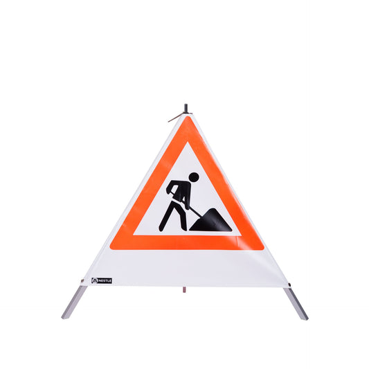 NESTLE Warnpyramide 70 cm,  Schaufelmann (VZ123), weiß, mit Mittelfuß
