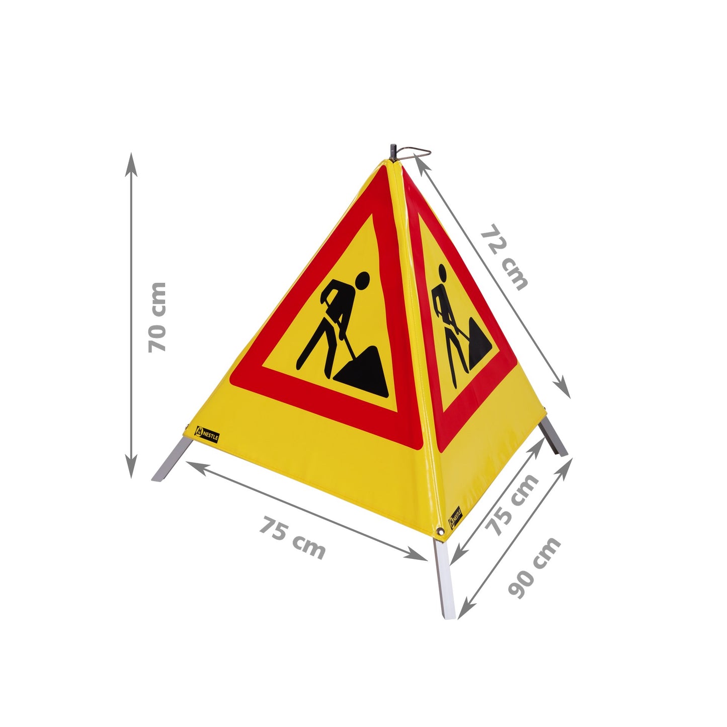NESTLE Warnpyramide 70 cm,  Schaufelmann (VZ123), gelb, mit Mittelfuß