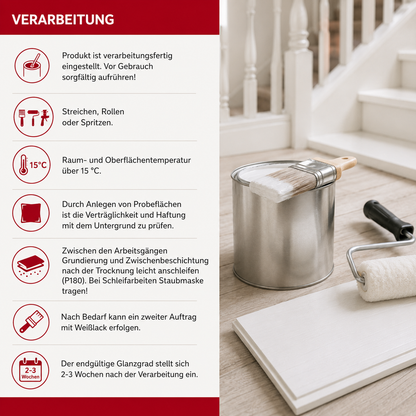 LEINOS 820 Weißlack Glänzend | 0,25 L Innen & Außen | Wohngesunder Naturharz-Öl Lack, wasserfest & langlebig | ca. 2 m² Reichweite | Für kleine Flächen, Möbelstücke & Ausbesserungen
