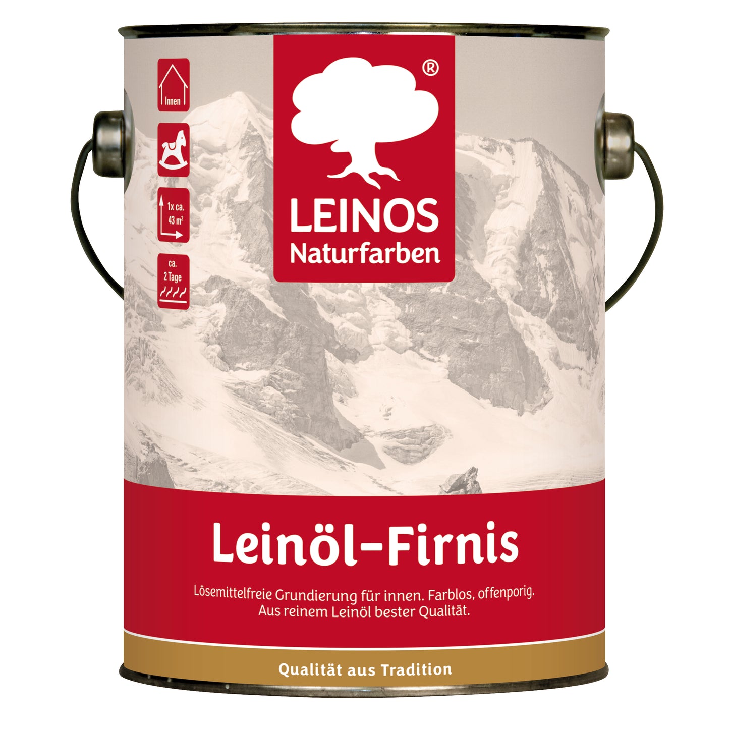 LEINOS Leinöl-Firnis 230 – 2,5 L offenporige Grundierung für stark saugende Untergründe innen wie Hirnholzparkett, Kork, Terracotta – ohne Filmschutz für außen – lösemittelfrei