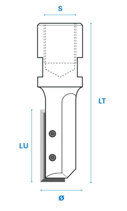 Nutfräser mit Wendemesser M12 aus Hartmetall, Rechtslauf, Schneide 1, Arbeitslänge 50 mm, Gesamtlänge 85 mm, Schaft M12X1 mm, Ø 18 mm