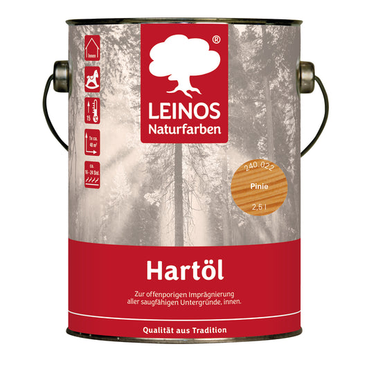 LEINOS Holzöl 2,5 l | Hartöl Pinie für Tische Möbel Arbeitsplatten | Teak Eiche Möbelöl für effektive Versiegelung und langanhaltenden Schutz im Innenbereich