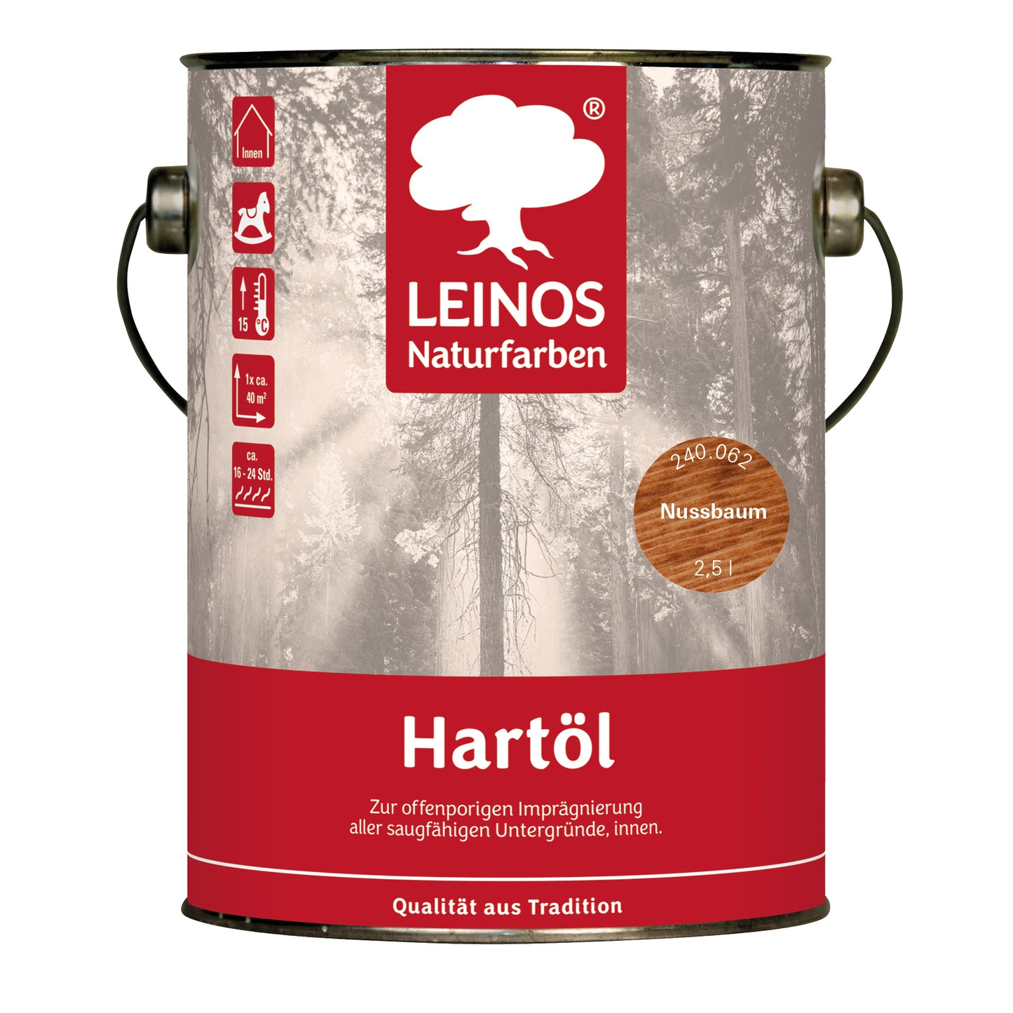 LEINOS Holzöl 2,5 l | Hartöl Nussbaum für Tische Möbel Arbeitsplatten | Teak Eiche Möbelöl für effektive Versiegelung und langanhaltenden Schutz im Innenbereich