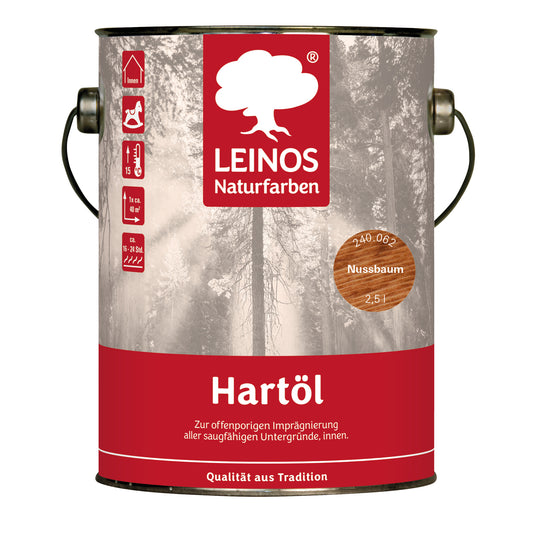LEINOS Holzöl 2,5 l | Hartöl Nussbaum für Tische Möbel Arbeitsplatten | Teak Eiche Möbelöl für effektive Versiegelung und langanhaltenden Schutz im Innenbereich