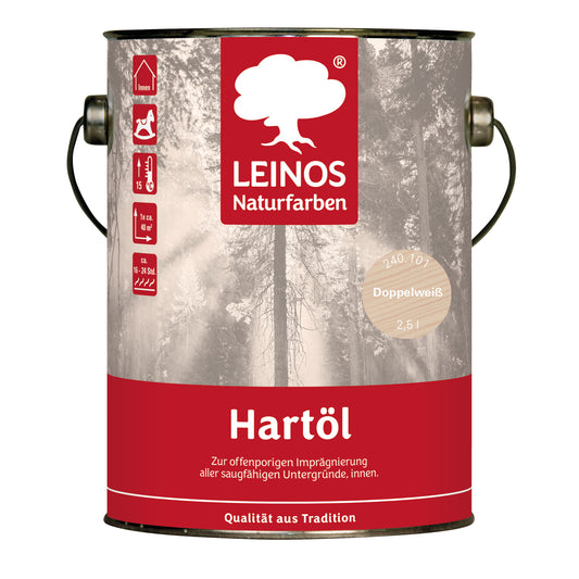 LEINOS Holzöl 2,5 l | Hartöl Doppelweiß für Tische Möbel Arbeitsplatten | Teak Eiche Möbelöl für effektive Versiegelung und langanhaltenden Schutz im Innenbereich