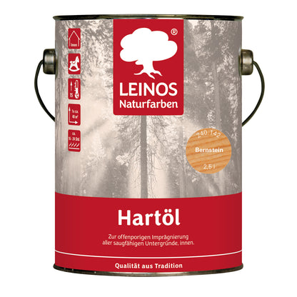 LEINOS Holzöl 750 ml | Hartöl Bernstein für Tische Möbel Arbeitsplatten | Teak Eiche Möbelöl für effektive Versiegelung und langanhaltenden Schutz im Innenbereich