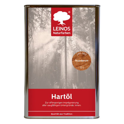 LEINOS Holzöl 10 l | Hartöl Nussbaum für Tische Möbel Arbeitsplatten | Teak Eiche Möbelöl für effektive Versiegelung und langanhaltenden Schutz im Innenbereich