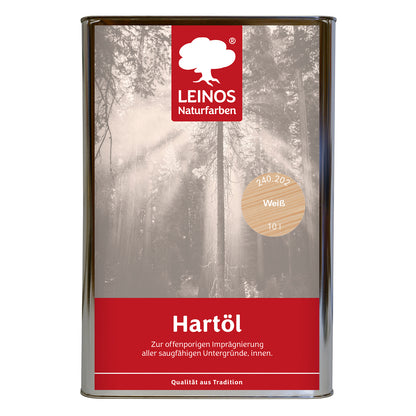 LEINOS Holzöl 10 l | Hartöl Weiß für Tische Möbel Arbeitsplatten | Teak Eiche Möbelöl für effektive Versiegelung und langanhaltenden Schutz im Innenbereich