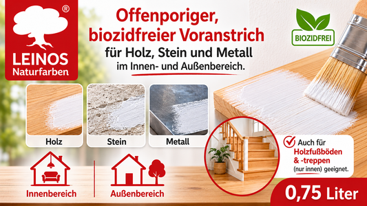 LEINOS Vorstreichfarbe 810 | 0,25  Liter | hochwertige Haftgrundierung für Holz, Metall, Glasfasertapeten | schnelltrocknend, biozidfrei & umweltfreundlich | weiß matt, offenporig, für Innen- und Außenanwendungen
