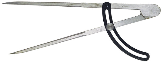 Bogenzirkel 250 mm aus Vergütungsstahl, gehärtete Spitzen, poliert, mit Bogen und Klemmschraube, großes Anreißwerkzeug für Kreise und Radien in Holzbearbeitung und Werkstatt