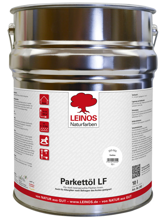 LEINOS Parkettöl LF 253 farblos 2,5 L – Holzöl für innen, lösemittelfrei & diffusionsoffen, schützt & pflegt Parkett, Dielen & Holzflächen, betont Holzstruktur, trittfest, strapazierfähig & atmend