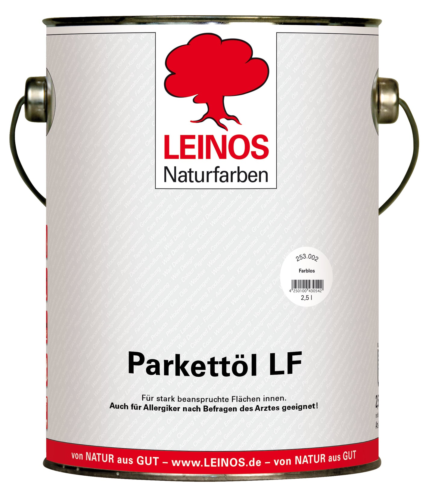 LEINOS Parkettöl LF 253 farblos 10 L – Profi-Parkettöl für Innen, lösemittelfrei, offenporig & atmungsaktiv, natürliche Oberfläche für Parkett, Dielen, Massivholzboden & Kork – geruchsarm & diffusionsfähig