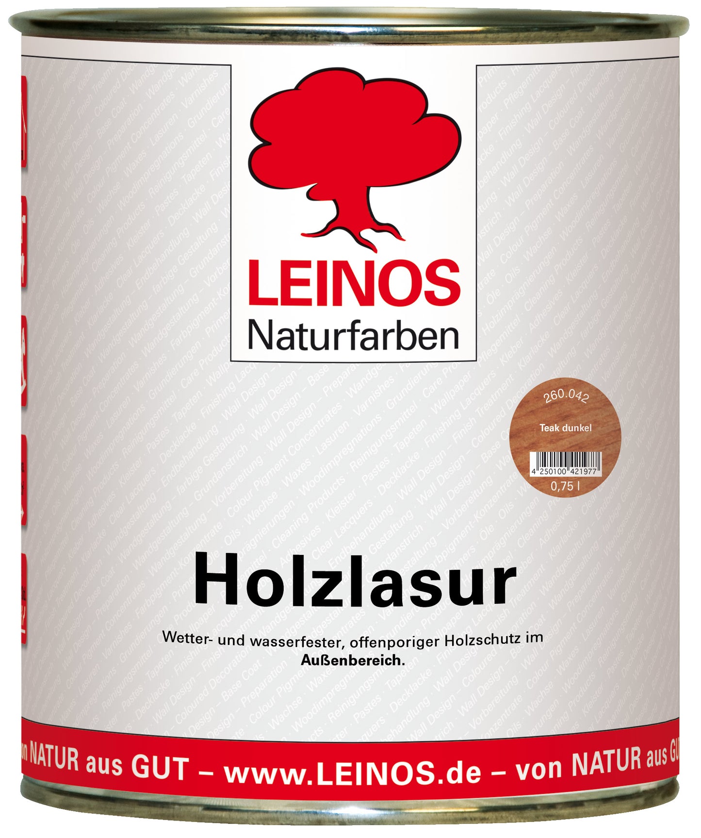 Wetterfeste Holzlasur für Außen 042 Teak dunkel 0,75 Liter - offenporiger Holzschutz mit Filmschutz gegen Pilzbefall - für Fenster, Türen, Zäune & Pergolen - wasserabweisend, lasierend