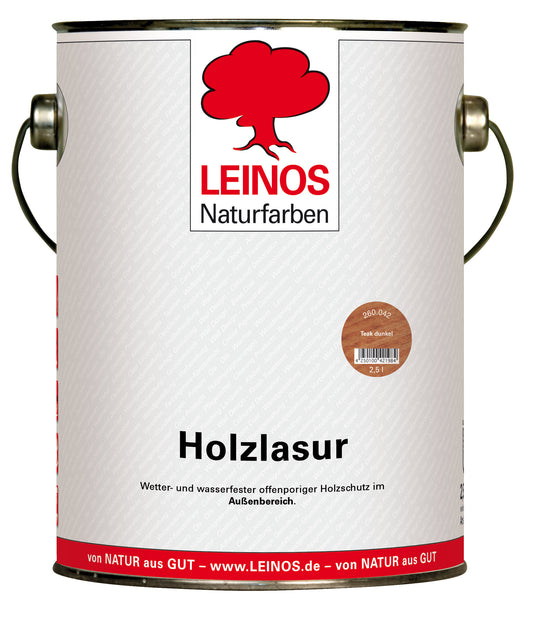 Wetterfeste Holzlasur für Außen 042 Teak dunkel 2,50 Liter - offenporiger Holzschutz mit Filmschutz gegen Pilzbefall - für Fenster, Türen, Zäune & Pergolen - wasserabweisend, lasierend