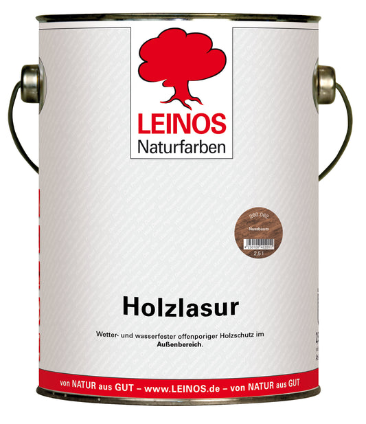 Wetterfeste Holzlasur für Außen 062 Nussbaum 2,50 Liter - offenporiger Holzschutz mit Filmschutz gegen Pilzbefall - für Fenster, Türen, Zäune & Pergolen - wasserabweisend, lasierend