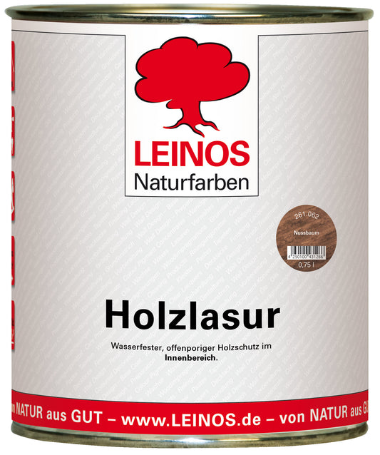 Holzlasur für innen –062 Nussbaum 0,75 l  farbenfroher, offenporiger Holzschutz ohne Filmschutz – für Möbel, Spielzeug, Fenster & Türen innen – atmungsaktiv, wasserabweisend