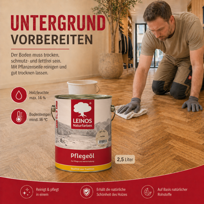 LEINOS 285 Pflegeöl 202 Weiß  0,75 Liter | Zur Behandlung aller geölten und gewachsten Flächen wie Holz, Kork und Linoleum im Innenbereich |