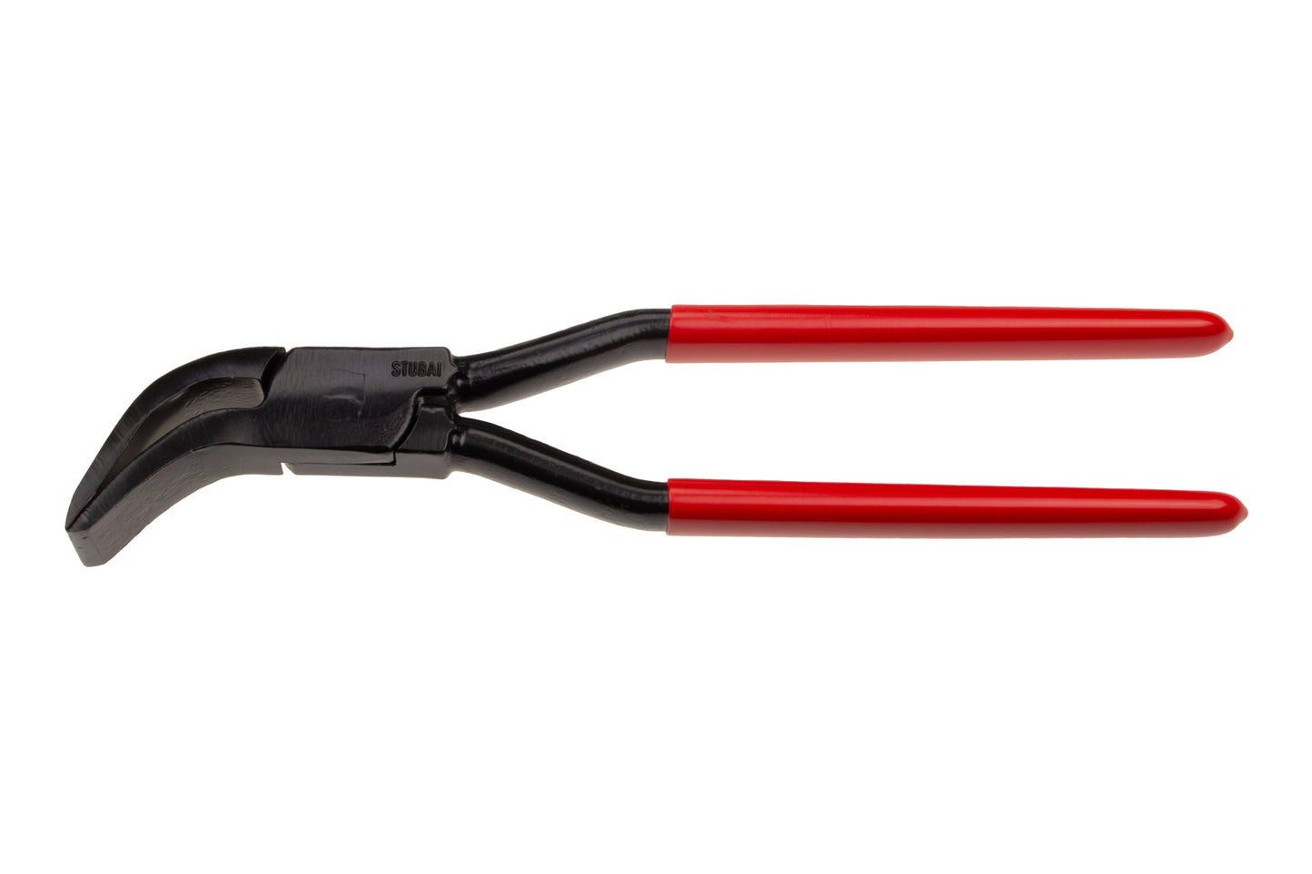 Stubai 282149 Spengler Falzzange 45° gebogen 20 mm – eingelegt (Lap-Joint), C45 Carbonstahl, vergütete Backen und Maul, rot kunststoffbeschichtet, 270 mm, 550 g