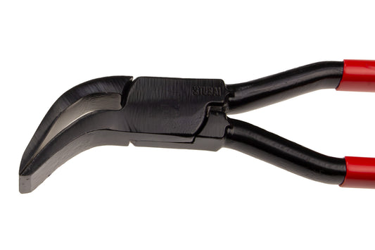 Stubai 282149 Spengler Falzzange 45° gebogen 20 mm – eingelegt (Lap-Joint), C45 Carbonstahl, vergütete Backen und Maul, rot kunststoffbeschichtet, 270 mm, 550 g
