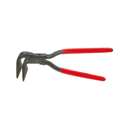 STUBAI Spengler Falzzange 90° gebogen 40 mm Maul, 250 mm Länge, C45 Kohlenstoffstahl, durchgestecktes Gewerbe, vergütete Backen, 50 mm Einstecktiefe, rote Kunststoffgriffe, Profi, Made in Austria top!