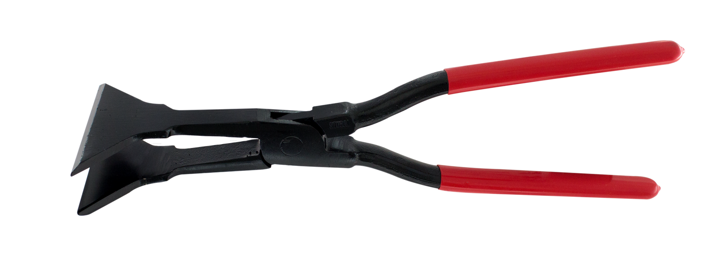 Stubai 282855 Quetschfalzzange 2828 100 mm gerade – durchgesteckt, geschmiedet C45 Carbonstahl, vergütete Backen und Maul, Kanten abgerundet, rot kunststoffbeschichtet, Made in Austria, 920 g