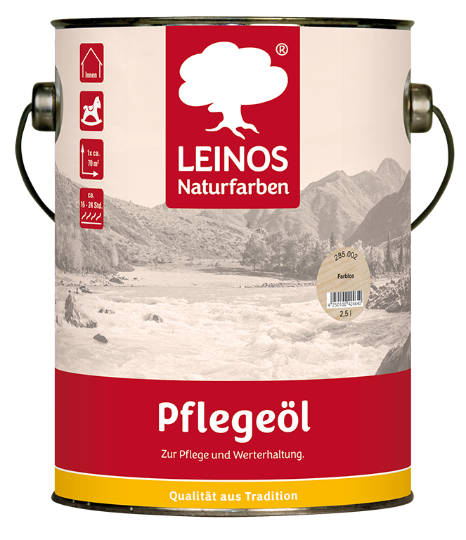 LEINOS 285 Pflegeöl 002 farblos 2,50 Liter | Zur Behandlung aller geölten und gewachsten Flächen wie Holz, Kork und Linoleum im Innenbereich |