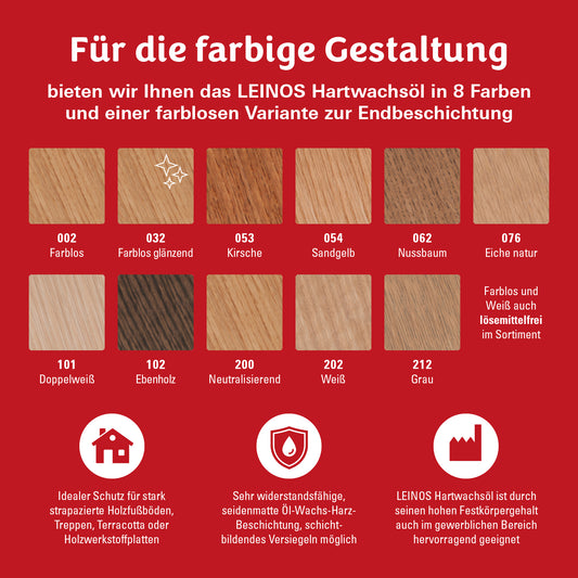 LEINOS 290 Hartwachsöl, 2,5 l, Weiß
