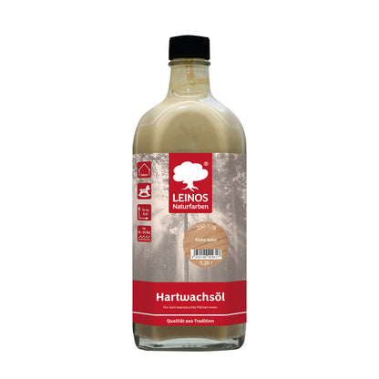 LEINOS Hartwachsöl 0,25 l Eiche natur – natürliches, ergiebiges Holzöl für Fußböden, Möbel und Treppen | seidenmatt, pflegend, für alle Innenholzflächen geeignet, schützt vor Feuchtigkeit und Abnutzun