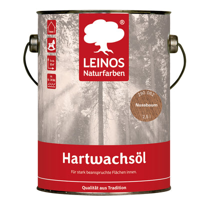 LEINOS 290 Hartwachsöl, 2,5 l | Nussbaum  | sehr widerstandsfähige, seidenmatte Öl-Wachs-Harz-Beschichtung | Ideal für stark strapazierte Holzfußböden und Treppen