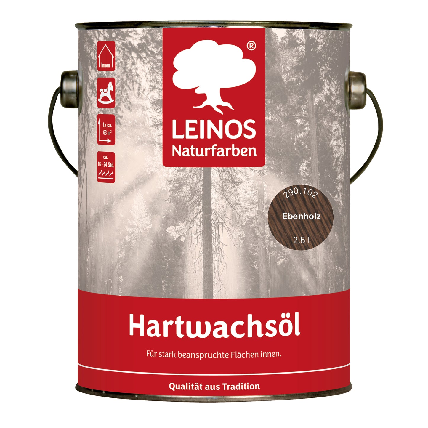 LEINOS 290 Hartwachsöl Ebenholz 2,5 l natürliches Hartwachs-Öl für Holzfußböden, Möbel & Innenholz – offenporig, atmungsaktiv, wasser- & schmutzabweisend – für Wohnräume & stark beanspruchte Flächen