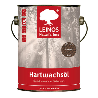 LEINOS 290 Hartwachsöl Ebenholz 2,5 l natürliches Hartwachs-Öl für Holzfußböden, Möbel & Innenholz – offenporig, atmungsaktiv, wasser- & schmutzabweisend – für Wohnräume & stark beanspruchte Flächen