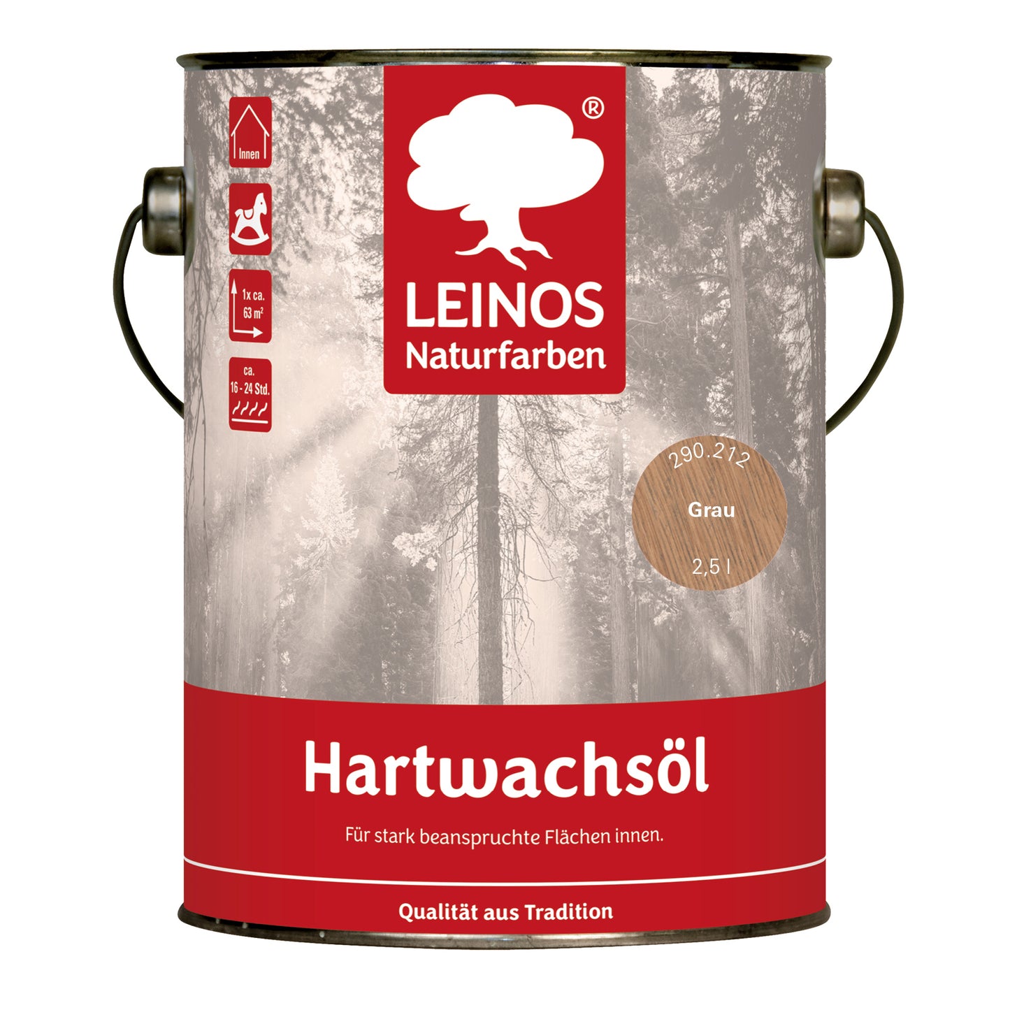 LEINOS 290 Hartwachsöl, 2,5 l, Grau