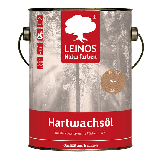 LEINOS 290 Hartwachsöl, 2,5 l, Grau