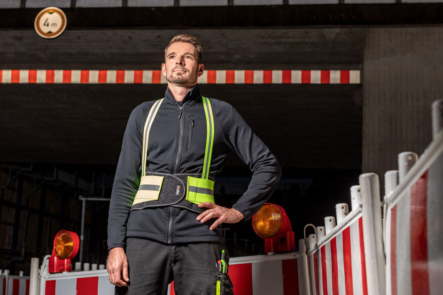 KNEETEK Rückenstützgurt HiVis XL, reflektierender Stützgurt für hohe Sichtbarkeit