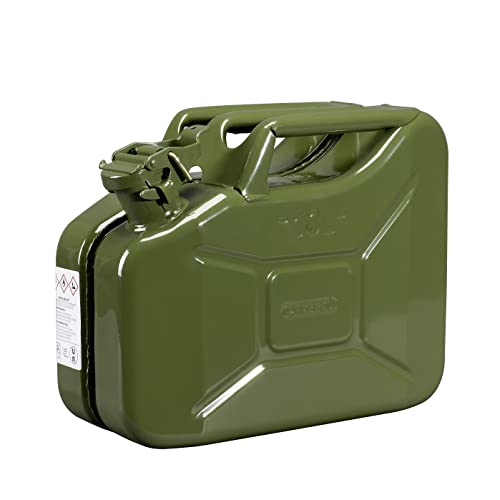 Pressol Kraftstoffkanister-10 Liter | Stahlblech  | TÜV-/UN-zugelassen |  für flüssige Kraftstoffe geeignet | Innen lackiert |