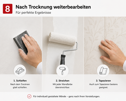 LEINOS Glätt- und Strukturspachtel 684, weiß – Feine Spachtelmasse für Wand & Decke innen, lösemittelfrei, atmungsaktiv, gebrauchsfertig, für Lehmputz, Kalk, Gips, Altanstrich, strukturierbar – 1 kg