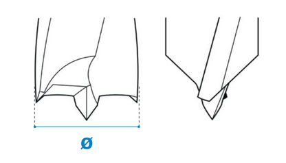Dübelloch-Bohrer mit konischer Gewindeschaft aus Hartmetall, Schneide 2/V2, 30°, Arbeitslänge 40 mm, Gesamtlänge 60 mm, Schaft M10 mm, Ø 5 mm, Rechtslauf