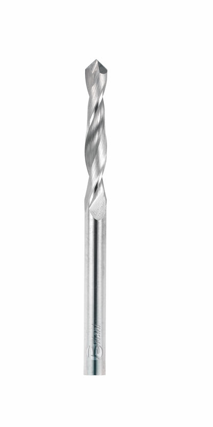 Durchgangslochbohrer 45° aus Vollhartmetall - Rechtslauf, Schneide 2, 45°, Arbeitslänge 30 mm, Gesamtlänge 60 mm, Schaft 3 mm, Ø 3 mm