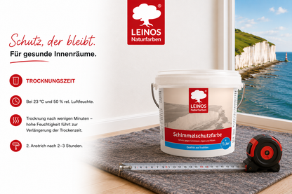 LEINOS 695 Schimmelschutzfarbe 1,0 l für Innenräume, gegen Schimmel, Algen und Pilze, biozidfrei, lösemittelfrei, diffusionsoffen, natürliche Wirkung, hohe Deckkraft, weiß, gebrauchsfertig Innenwände!