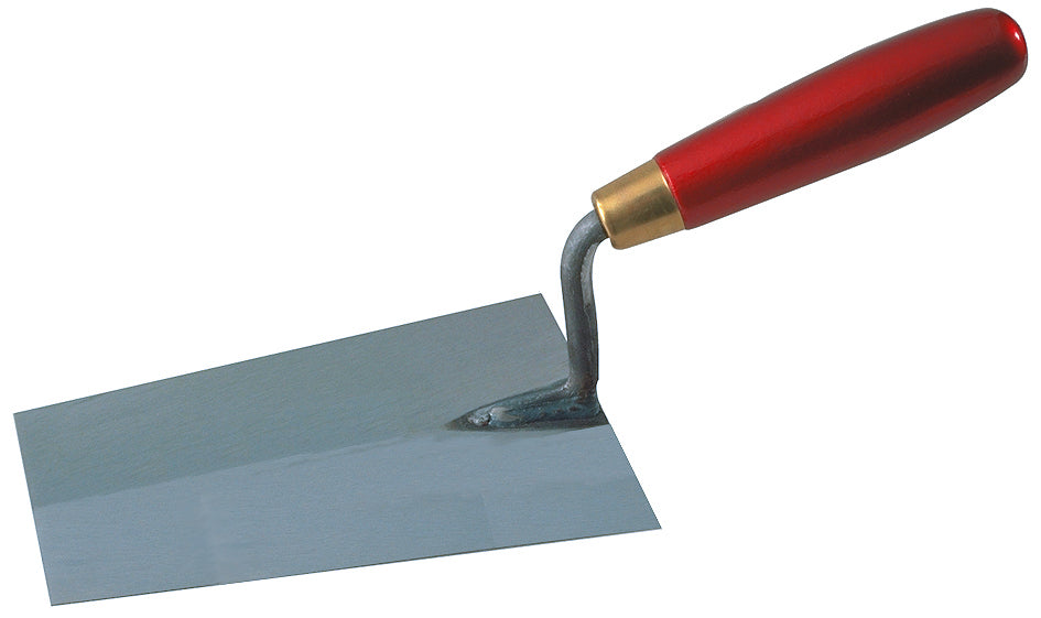 "STUBAI Maurerkelle mit rotem S-Hals, 180 mm – Hochwertiges Mörtelwerkzeug für Maurer und Putzer, Truffel-Design mit geschwungenem Schwanenhals, ideal für präzises Mauern und Putzen mit Ziegelsteinen"